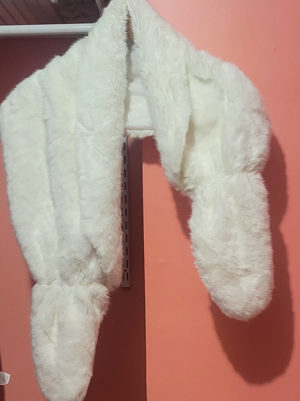Plush White Faux Fur Scarf Wrap for Women